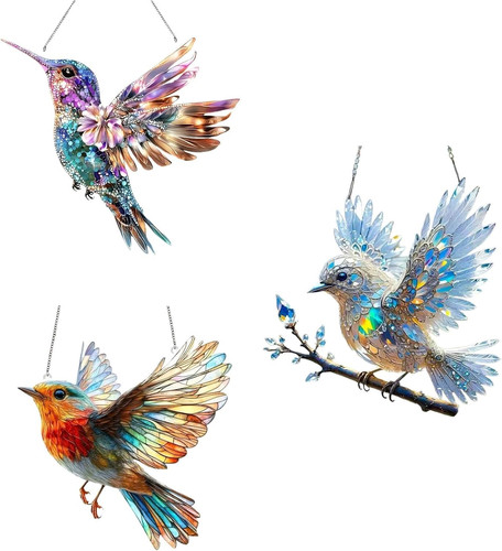 3pcs robin suncatchers - 3pcs,