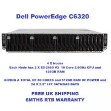 Dell Poweredge C6320 2U RACK 4 NODE  SERVER + 4 X NODES  80 CORES 512GB IN TOTAL