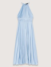 MAJE Pleated Halter Maxi Dress