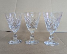 Set of 3 Crystal Cut Sherry Glasses Vintage Glassware