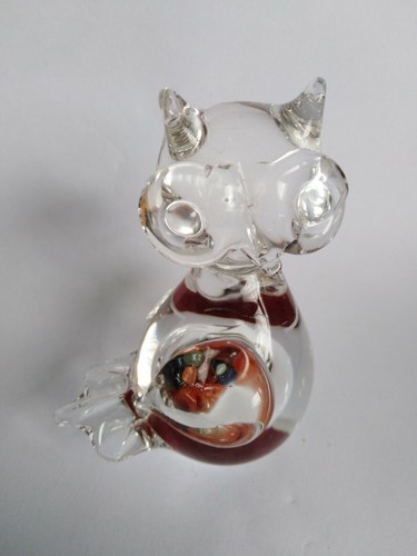 Glass owl with - with, natural