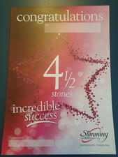 Slimming World 4 1/2 Stone Award Certificate  NO STICKER