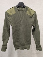 British Army - Olive Green Wool Commando Jumper Ribbed Crew Round Neck Pullover