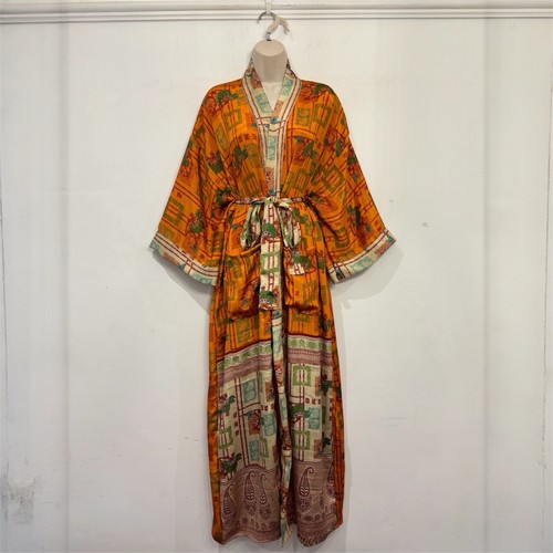 Recycled sari silk kimono robe - sari,