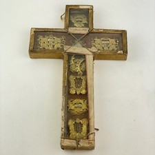 Antique Saint Genereux Saint Aureli Saint Didier Etc 7 Relic / Reliquary Cross