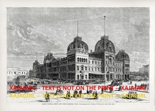 New York City Grand Central Station Depot Exterior, Large 1870s Antique Print