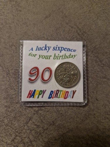 90th birthday lucky - 90th, sixpence