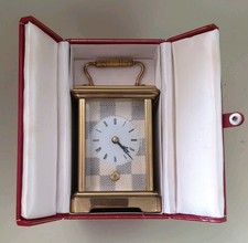 Louis Vuitton Carriage Clock LV Damier Azur Carriage Clock & Leather Travel Case