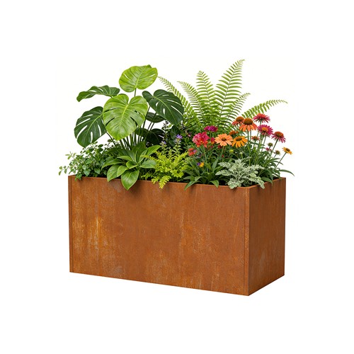 Corten steel planters large - corten,