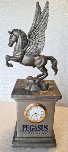 Pewter pegasus horse clock - horse,