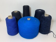 Mixed Lot Machine Knitting Yarn Cones Blue Black Various Weights x 6