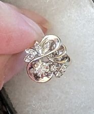 10ct White Gold Diamond Ornate Flower Cluster Cocktail Ring Art Nouveau Sz G H