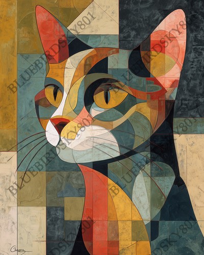 Cubist cat 8x10 - cat,