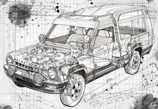 Line Tech Drawing  Matra Simca Rancho  Car Classic Cutaway Art Poster Print