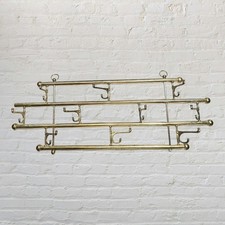Vintage MCM Brass 3Tier Hat Coat Rack 27"X8" 10 Swivel Hooks *READ *
