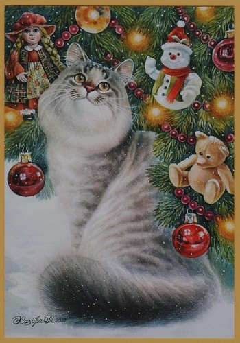 Christmas cat teddy bear doll - christmas,