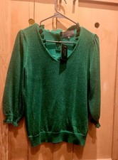 WYSE Green Lucia V-Neck Jumper New with Tags Fits Size 12