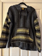 Baja Hoodie Size Small/Medium, Blue And Yellow With Fringe Detail, Gold Coast