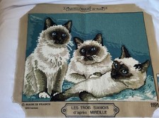 Vintage Margot Tapestry Les Trois Siamois ,3 Siamese Cats