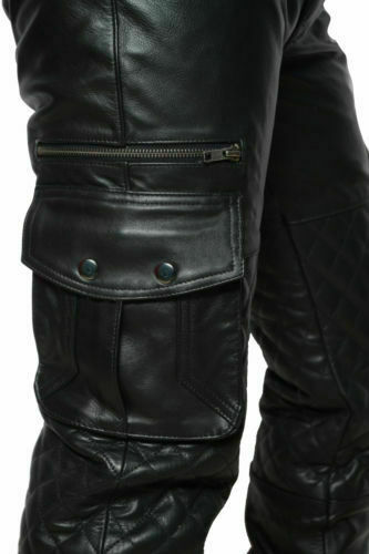 Mens real leather - pants, cargo