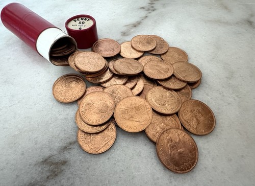 1967 one penny coins - 1967, x50