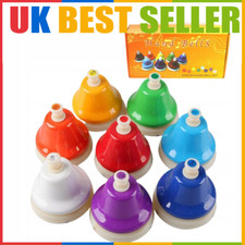 8Pcs Colorful Handbells Musical Instrument Percussion Music Toys Set Hand Bells