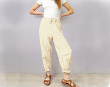 1940s Cotton Harem Pants - Linen High Waisted - Genuine Vintage - XS Small