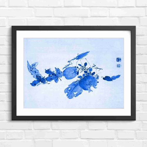 Chinese pomegranate art blue - chinese,