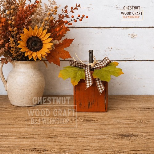Handmade wooden pumpkin block - handmade,
