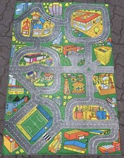SPORT & PLAYBASE Vintage Play Mat Rug Multicoloured Cars Road Building 150 x 100