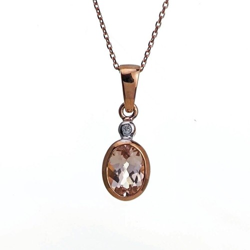 9ct morganite diamond necklace - diamond,
