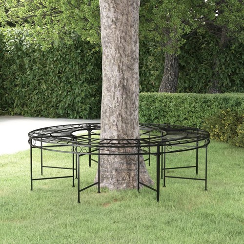 160cm round tree bench black - 160cm,