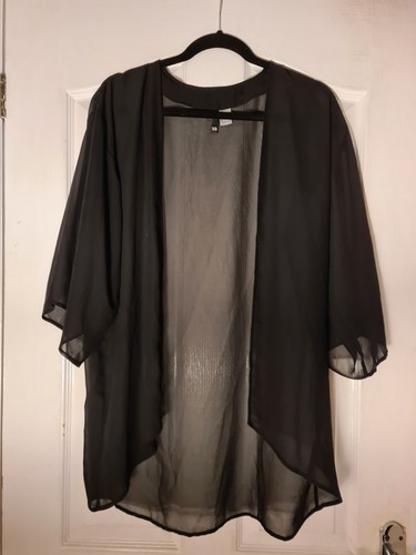 Black chiffon kimono - black,