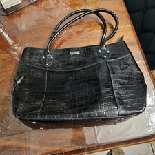 OSPREY BLACK LEATHER BAG Croc Grab Shopper Shoulder Handbag