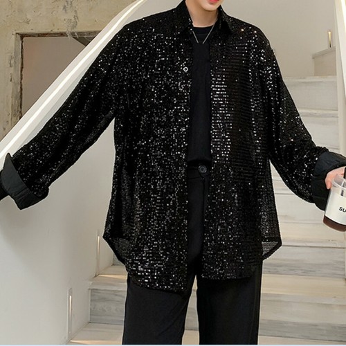 Men sequins blouse - sequins, shirt