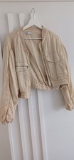 Zara Linen Bomber Jacket L New