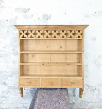 Antique Pine Kitchen Wall Shelf Country Style Vintage Cabinet Drawers Plate Rack