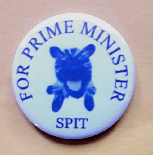 25mm badge spit the - badge, dog