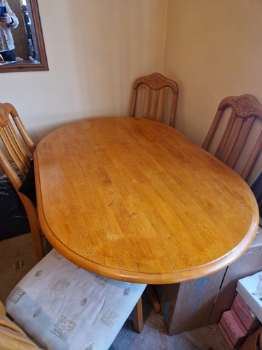 Pine dining table and chairs - 4,