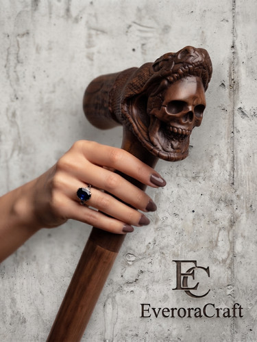 Snake skull walking cane - snake,