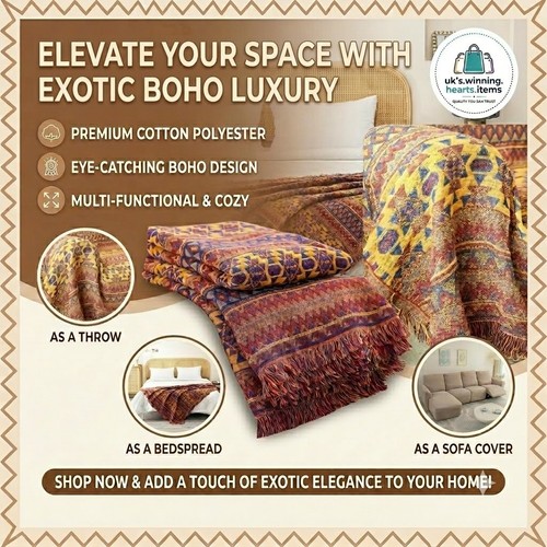 Boho cotton throw - boho,