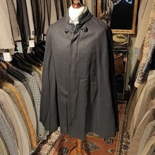 Vintage 1930s 1940s One Size Black Police Wool Cloak Cape Coat Unisex Constables