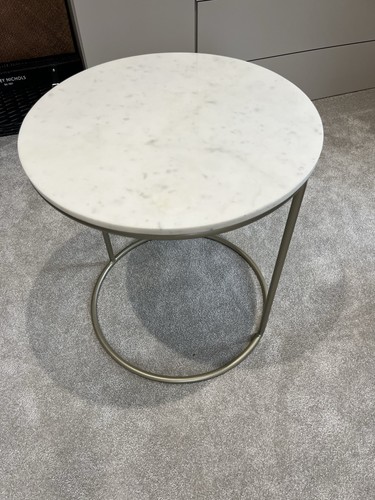 Round white marble side - marble, table