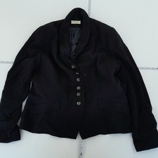 KALIKO Blazer 16 Black WomensJacket Plain 100% Wool Detachable Fau Fur Collar