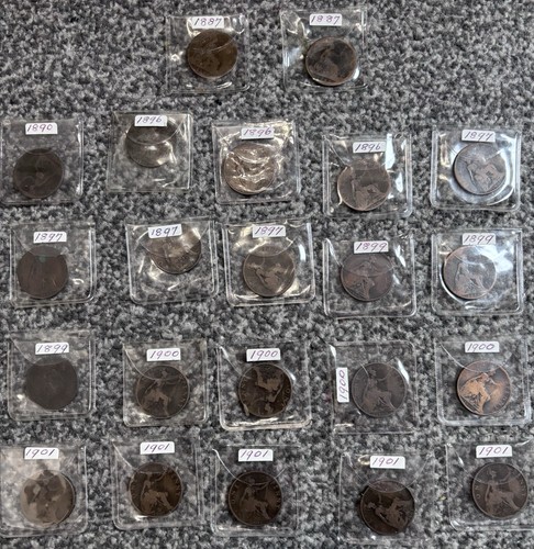 Victorian pennies x22 coins - victorian,