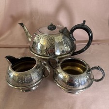 Vintage Antique Silver Plated  milk jug sugar bowl tea pot set 