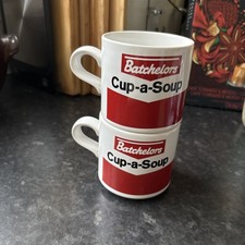 Vintage Retro Bachelor’s Cup-a-Soup Mugs X 2 Immaculate Condition Unused Bargain