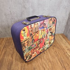 Vintage Purple 1960's / 70's Vanity Case Small Suitcase Makeup Box - Decoupage