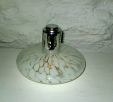 Pretty Round  White Marbled Art Glass Fragrance Lamp Scented Oil Burner Diffuser