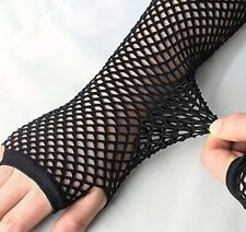 Fishnet Gloves BLACK Lace Long  Fingerless Fancy Dress Party Accessories Sexy